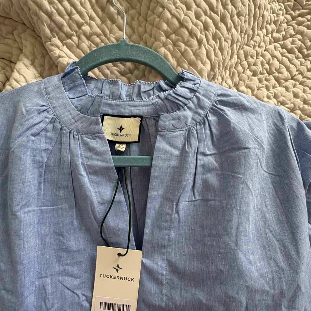 Tuckernuck Light Blue Tiered Cotton Midi Dress - Picture 3 of 3
